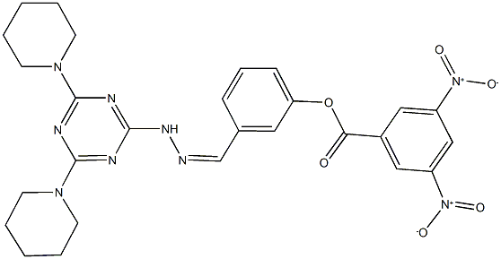 3-{2-[4,6-di(1-piperidinyl)-1,3,5-triazin-2-yl]carbohydrazonoyl}phenyl 3,5-bisnitrobenzoate Structure