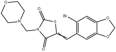 5-[(6-bromo-1,3-benzodioxol-5-yl)methylene]-3-(4-morpholinylmethyl)-1,3-thiazolidine-2,4-dione Structure