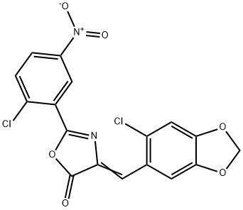 4-[(6-chloro-1,3-benzodioxol-5-yl)methylene]-2-{2-chloro-5-nitrophenyl}-1,3-oxazol-5(4H)-one Structure