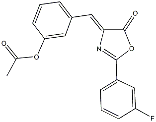 3-[(2-(3-fluorophenyl)-5-oxo-1,3-oxazol-4(5H)-ylidene)methyl]phenyl acetate 구조식 이미지