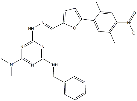 5-{4-nitro-2,5-dimethylphenyl}-2-furaldehyde [4-(benzylamino)-6-(dimethylamino)-1,3,5-triazin-2-yl]hydrazone 구조식 이미지