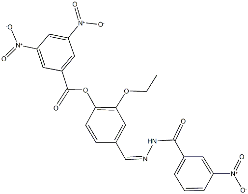 2-ethoxy-4-(2-{3-nitrobenzoyl}carbohydrazonoyl)phenyl 3,5-bisnitrobenzoate 구조식 이미지