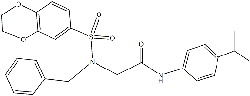 2-[benzyl(2,3-dihydro-1,4-benzodioxin-6-ylsulfonyl)amino]-N-(4-isopropylphenyl)acetamide 구조식 이미지