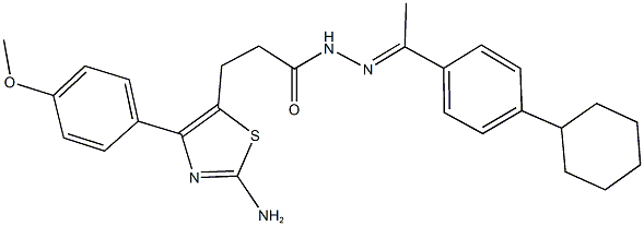 3-[2-amino-4-(4-methoxyphenyl)-1,3-thiazol-5-yl]-N'-[1-(4-cyclohexylphenyl)ethylidene]propanohydrazide 구조식 이미지