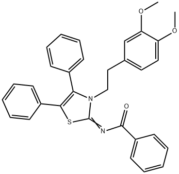 N-(3-[2-(3,4-dimethoxyphenyl)ethyl]-4,5-diphenyl-1,3-thiazol-2(3H)-ylidene)benzamide Structure