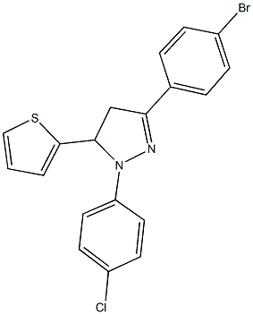 3-(4-bromophenyl)-1-(4-chlorophenyl)-5-(2-thienyl)-4,5-dihydro-1H-pyrazole 구조식 이미지