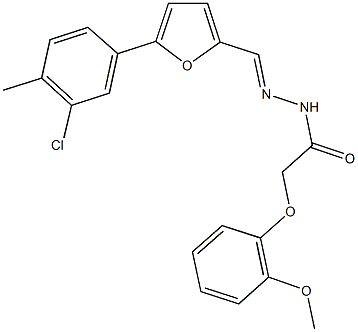 N'-{[5-(3-chloro-4-methylphenyl)-2-furyl]methylene}-2-(2-methoxyphenoxy)acetohydrazide 구조식 이미지