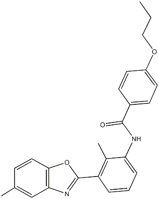 N-[2-methyl-3-(5-methyl-1,3-benzoxazol-2-yl)phenyl]-4-propoxybenzamide 구조식 이미지