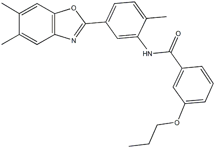 N-[5-(5,6-dimethyl-1,3-benzoxazol-2-yl)-2-methylphenyl]-3-propoxybenzamide 구조식 이미지