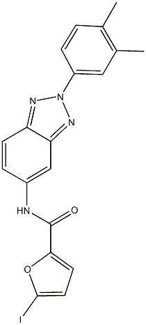 N-[2-(3,4-dimethylphenyl)-2H-1,2,3-benzotriazol-5-yl]-5-iodo-2-furamide 구조식 이미지