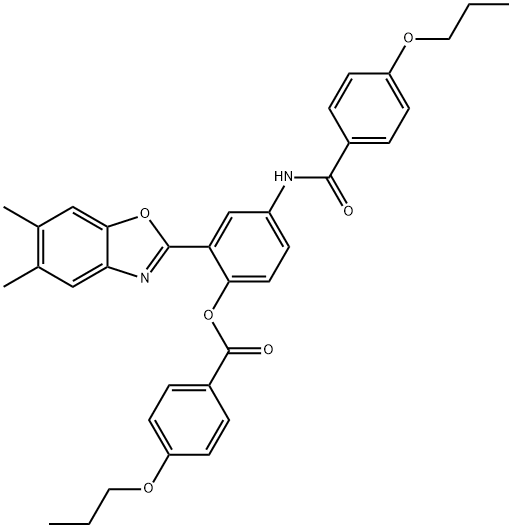 2-(5,6-dimethyl-1,3-benzoxazol-2-yl)-4-[(4-propoxybenzoyl)amino]phenyl 4-propoxybenzoate Structure