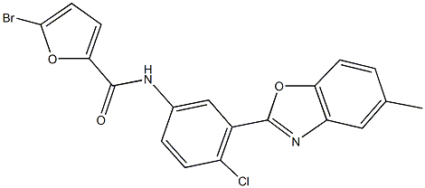 5-bromo-N-[4-chloro-3-(5-methyl-1,3-benzoxazol-2-yl)phenyl]-2-furamide Structure