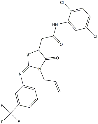 2-(3-allyl-4-oxo-2-{[3-(trifluoromethyl)phenyl]imino}-1,3-thiazolidin-5-yl)-N-(2,5-dichlorophenyl)acetamide 구조식 이미지