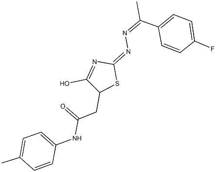 2-(2-{[1-(4-fluorophenyl)ethylidene]hydrazono}-4-hydroxy-2,5-dihydro-1,3-thiazol-5-yl)-N-(4-methylphenyl)acetamide 구조식 이미지