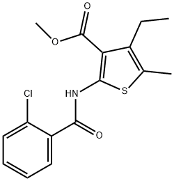 methyl 2-[(2-chlorobenzoyl)amino]-4-ethyl-5-methyl-3-thiophenecarboxylate 구조식 이미지