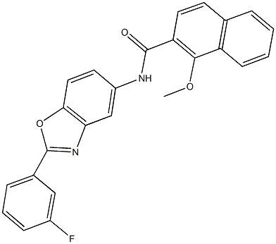 N-[2-(3-fluorophenyl)-1,3-benzoxazol-5-yl]-1-methoxy-2-naphthamide 구조식 이미지