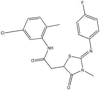 N-(5-chloro-2-methylphenyl)-2-{2-[(4-fluorophenyl)imino]-3-methyl-4-oxo-1,3-thiazolidin-5-yl}acetamide 구조식 이미지