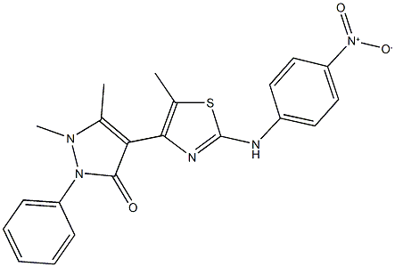 4-(2-{4-nitroanilino}-5-methyl-1,3-thiazol-4-yl)-1,5-dimethyl-2-phenyl-1,2-dihydro-3H-pyrazol-3-one 구조식 이미지