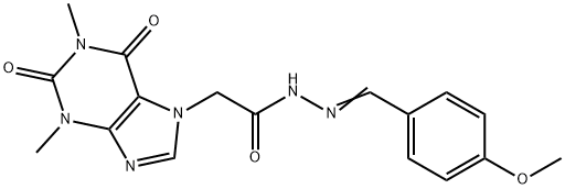 2-(1,3-dimethyl-2,6-dioxo-1,2,3,6-tetrahydro-7H-purin-7-yl)-N'-(4-methoxybenzylidene)acetohydrazide Structure