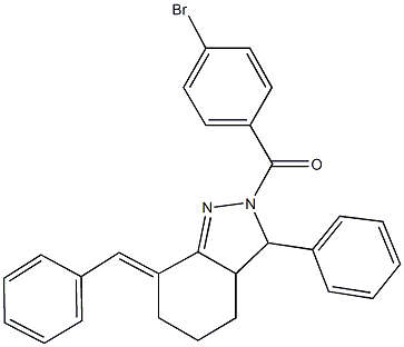 7-benzylidene-2-(4-bromobenzoyl)-3-phenyl-3,3a,4,5,6,7-hexahydro-2H-indazole Structure