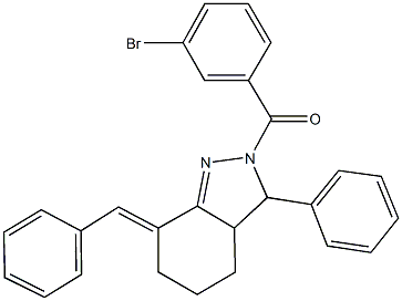 7-benzylidene-2-(3-bromobenzoyl)-3-phenyl-3,3a,4,5,6,7-hexahydro-2H-indazole 구조식 이미지