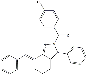 7-benzylidene-2-(4-chlorobenzoyl)-3-phenyl-3,3a,4,5,6,7-hexahydro-2H-indazole 구조식 이미지