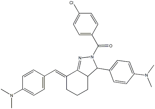 4-{2-(4-chlorobenzoyl)-7-[4-(dimethylamino)benzylidene]-3,3a,4,5,6,7-hexahydro-2H-indazol-3-yl}-N,N-dimethylaniline Structure