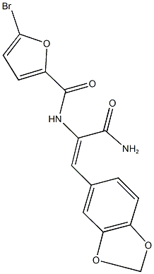 N-[1-(aminocarbonyl)-2-(1,3-benzodioxol-5-yl)vinyl]-5-bromo-2-furamide Structure