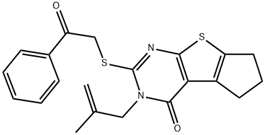 3-(2-methyl-2-propenyl)-2-[(2-oxo-2-phenylethyl)sulfanyl]-3,5,6,7-tetrahydro-4H-cyclopenta[4,5]thieno[2,3-d]pyrimidin-4-one Structure