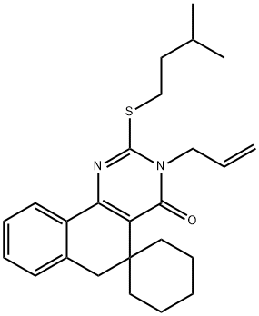 3-allyl-2-(isopentylsulfanyl)-5,6-dihydrospiro(benzo[h]quinazoline-5,1'-cyclohexane)-4(3H)-one 구조식 이미지