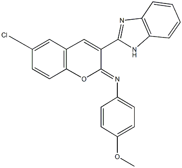 N-[3-(1H-benzimidazol-2-yl)-6-chloro-2H-chromen-2-ylidene]-N-(4-methoxyphenyl)amine 구조식 이미지