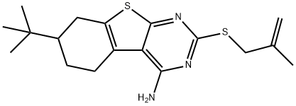 7-tert-butyl-2-[(2-methyl-2-propenyl)sulfanyl]-5,6,7,8-tetrahydro[1]benzothieno[2,3-d]pyrimidin-4-ylamine 구조식 이미지