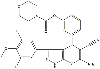 3-(6-amino-5-cyano-3-(3,4,5-tris(methyloxy)phenyl)-1,4-dihydropyrano[2,3-c]pyrazol-4-yl)phenyl morpholine-4-carboxylate Structure