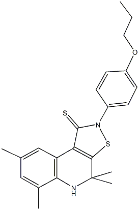 4,4,6,8-tetramethyl-2-(4-propoxyphenyl)-4,5-dihydroisothiazolo[5,4-c]quinoline-1(2H)-thione Structure
