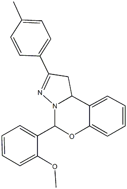 5-(2-methoxyphenyl)-2-(4-methylphenyl)-1,10b-dihydropyrazolo[1,5-c][1,3]benzoxazine Structure