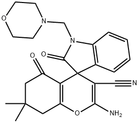 2'-amino-3'-cyano-7',7'-dimethyl-1-(4-morpholinylmethyl)-1,3,5',6',7',8'-hexahydro-2,5'-dioxospiro[2H-indole-3,4'-(4'H)-chromene] Structure