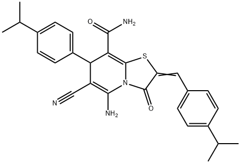 5-amino-6-cyano-2-(4-isopropylbenzylidene)-7-(4-isopropylphenyl)-3-oxo-2,3-dihydro-7H-[1,3]thiazolo[3,2-a]pyridine-8-carboxamide Structure