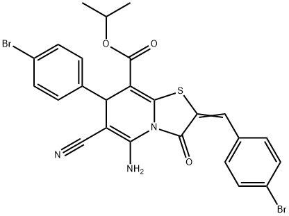 isopropyl 5-amino-2-(4-bromobenzylidene)-7-(4-bromophenyl)-6-cyano-3-oxo-2,3-dihydro-7H-[1,3]thiazolo[3,2-a]pyridine-8-carboxylate 구조식 이미지