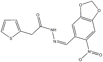 N'-({6-nitro-1,3-benzodioxol-5-yl}methylene)-2-(2-thienyl)acetohydrazide 구조식 이미지