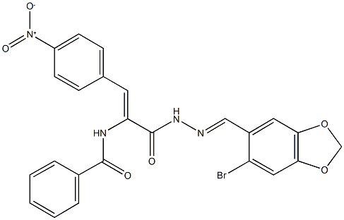 N-(1-({2-[(6-bromo-1,3-benzodioxol-5-yl)methylene]hydrazino}carbonyl)-2-{4-nitrophenyl}vinyl)benzamide Structure