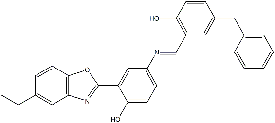 4-[(5-benzyl-2-hydroxybenzylidene)amino]-2-(5-ethyl-1,3-benzoxazol-2-yl)phenol Structure
