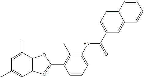 N-[3-(5,7-dimethyl-1,3-benzoxazol-2-yl)-2-methylphenyl]-2-naphthamide 구조식 이미지