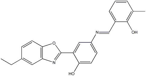 2-(5-ethyl-1,3-benzoxazol-2-yl)-4-[(2-hydroxy-3-methylbenzylidene)amino]phenol 구조식 이미지