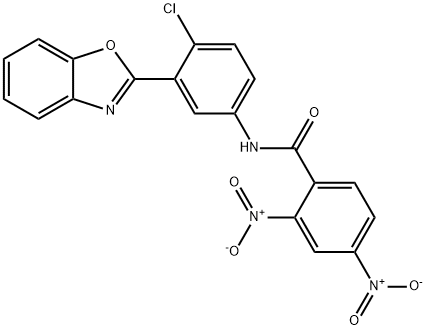 N-[3-(1,3-benzoxazol-2-yl)-4-chlorophenyl]-2,4-bisnitrobenzamide 구조식 이미지