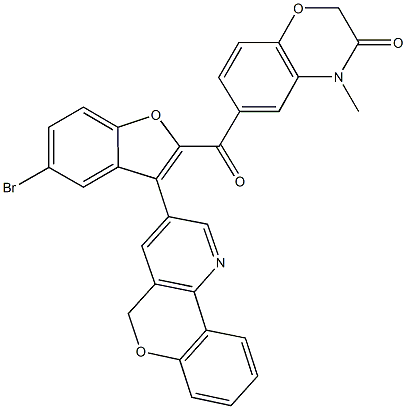 6-{[5-bromo-3-(5H-chromeno[4,3-b]pyridin-3-yl)-1-benzofuran-2-yl]carbonyl}-4-methyl-2H-1,4-benzoxazin-3(4H)-one Structure