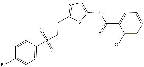 N-(5-{2-[(4-bromophenyl)sulfonyl]ethyl}-1,3,4-thiadiazol-2-yl)-2-chlorobenzamide Structure