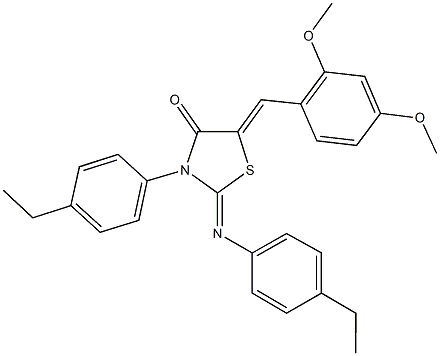 5-(2,4-dimethoxybenzylidene)-3-(4-ethylphenyl)-2-[(4-ethylphenyl)imino]-1,3-thiazolidin-4-one Structure