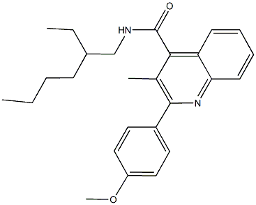 N-(2-ethylhexyl)-2-(4-methoxyphenyl)-3-methyl-4-quinolinecarboxamide 구조식 이미지