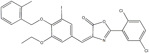 2-(2,5-dichlorophenyl)-4-{3-ethoxy-5-iodo-4-[(2-methylbenzyl)oxy]benzylidene}-1,3-oxazol-5(4H)-one Structure