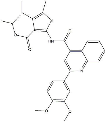 isopropyl 2-({[2-(3,4-dimethoxyphenyl)-4-quinolinyl]carbonyl}amino)-4-ethyl-5-methyl-3-thiophenecarboxylate 구조식 이미지